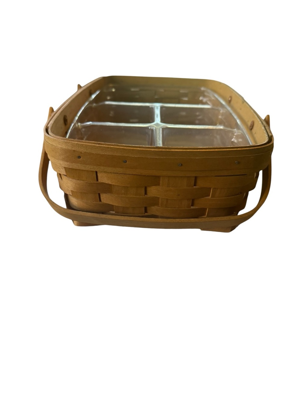 Longaberger 1991 Basket Divided Plastic Protector Insert Handles USA Vintage